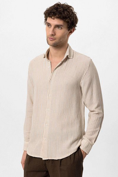 Antioch Beige Striped Men's Shirt