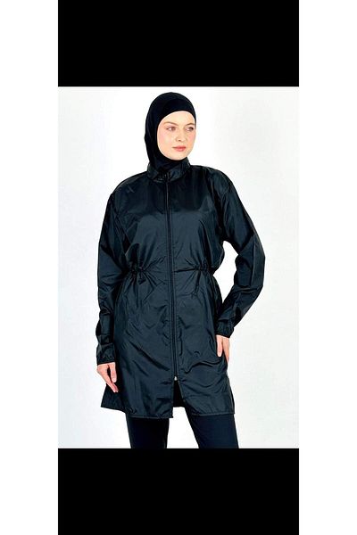 BCFSWİMSPORTS ERKILIÇ 2011 Black Full Covered Water Repellent Fast Drying Side Adjustable Zippered Hijab Swimsuit
