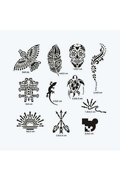 Airbrush Tattoo Tulum City Pack Geçici Dövme Şablon Seti 10 Desen Spreysiz Sa...