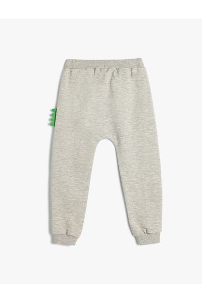 Koton Dinosaur Jogger Sweatpants - Waist Tie, Pockets and Applique Detail