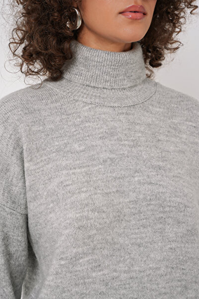 Bigdart 15891 Szürke kötöttáru pulóver és szoknya szett