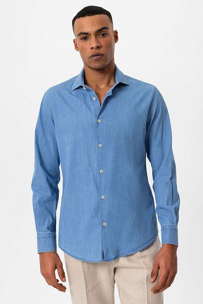 Antioch Light Blue Long Sleeve Men's Denim Shirt