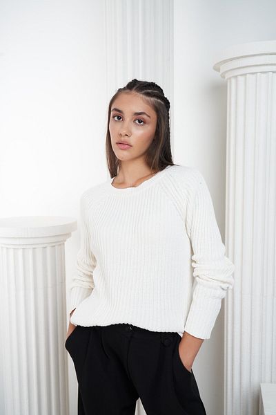 citycenterfashion Γυναικείο πλεκτό πουλόβερ με μοτίβο βαμβακερό λαιμόκοψη cty-abr-7336