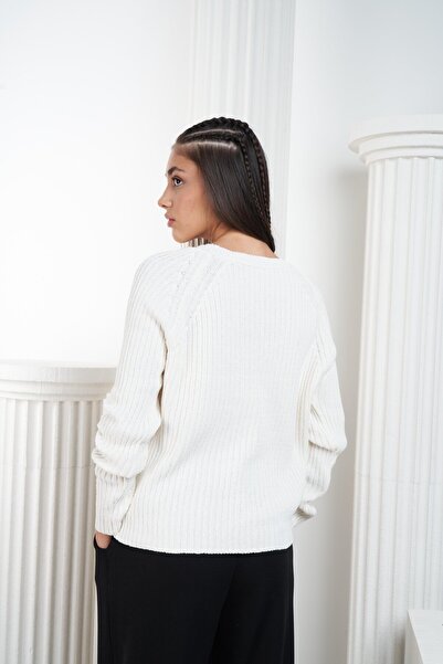 citycenterfashion Γυναικείο πλεκτό πουλόβερ με μοτίβο βαμβακερό λαιμόκοψη cty-abr-7336