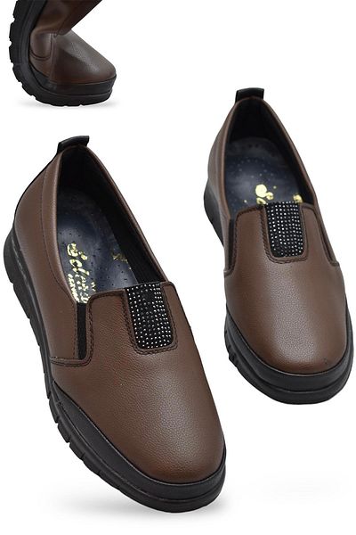 ISPARTALILAR 0240 Stoned Comfortable Orthopedic Sole Daily Women's Shoes Flats Women's Winter Shoes