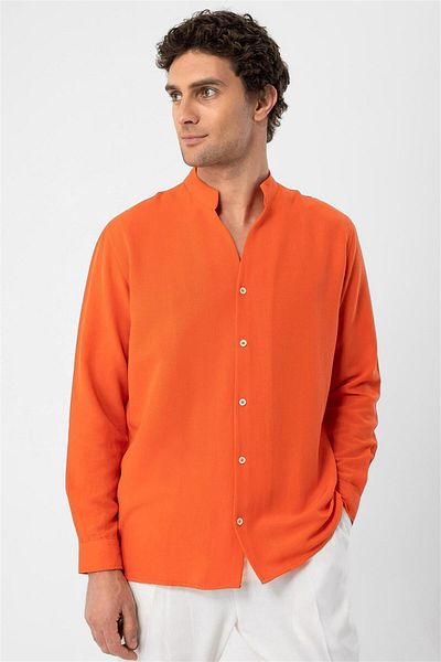 Antioch Coral Judge Collar Long Sleeve Men's Shirt