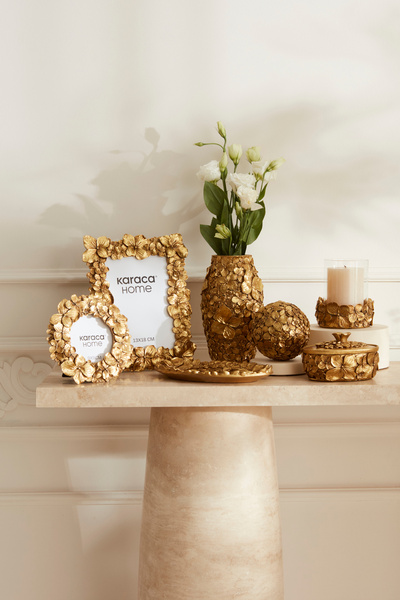 Karaca Home Coretta Gold Dekoratif Tepsi 21x14 cm