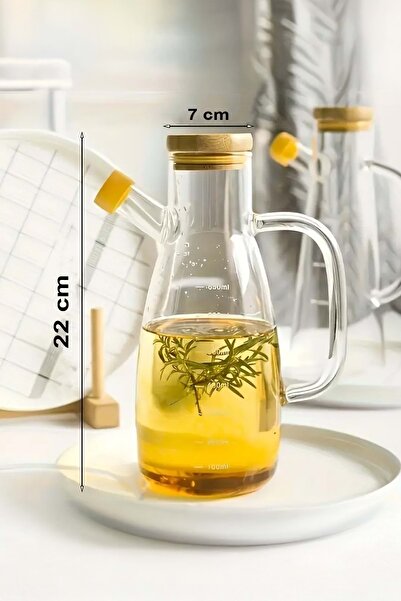 Jenisa Borosilicate Glass Oil Pot with Bamboo Lid 1000 ml
