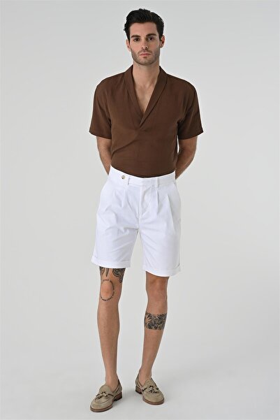 Antioch Brown Relax Fit Shawl Collar Short Sleeve Men's Shirt