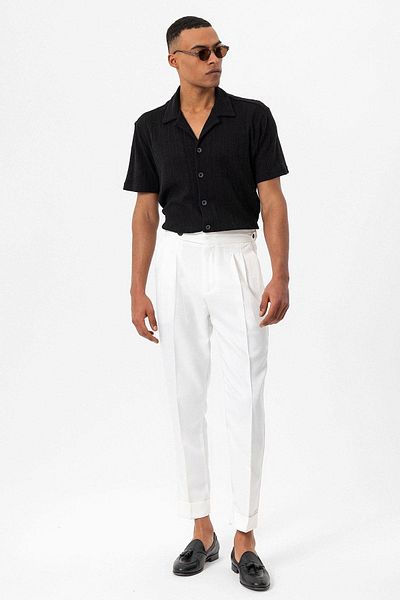 Antioch Black Apache Collar Knitted Patterned Men's Shirt