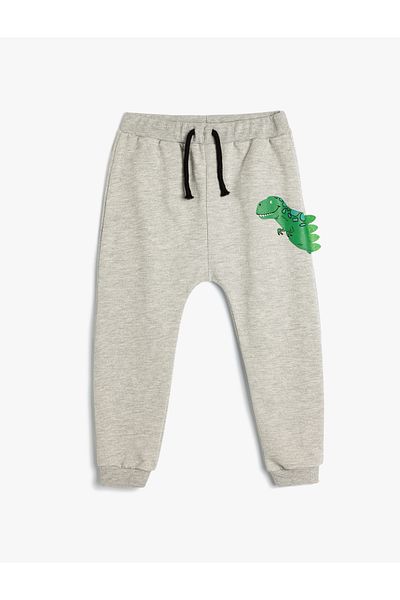 Koton Dinosaur Jogger Sweatpants - Waist Tie, Pockets and Applique Detail