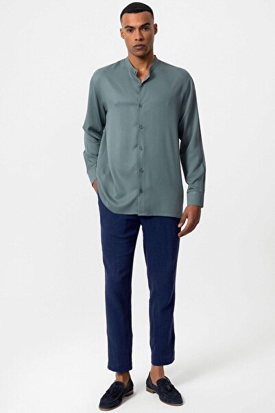 Antioch Men's Green Judge Collar Regular Fit Shirt