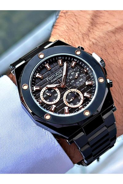 Ferrucci Black Color Steel Band Men's Wrist Watch 03366.05