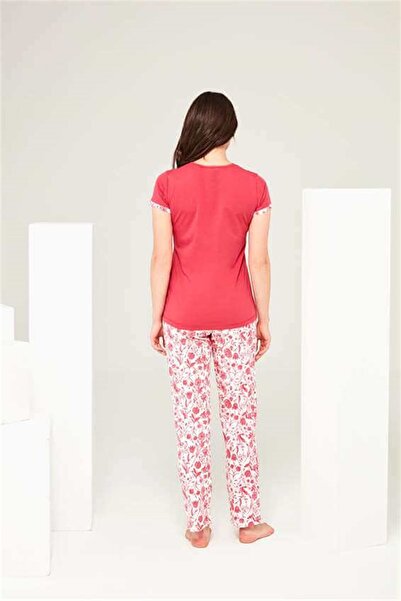 Mod Collection 3699 Kadın Gül Kurusu 3 Düğmeli Pijama Takım