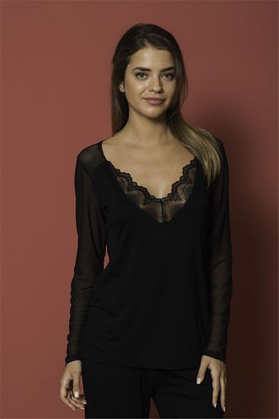 MONAMİSE Mon154 Costum de pijama neagră pentru femei