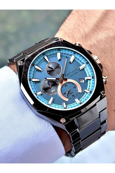 Ferrucci Chrome Color Steel Band Men's Wrist Watch 13906.03