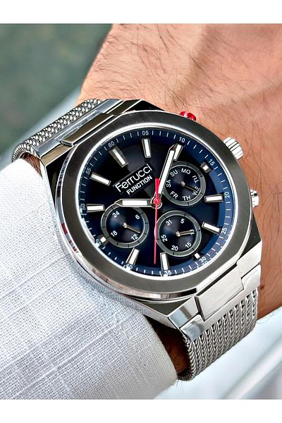 Ferrucci Silver Color Straw Cord Men Wrist Watch 03380