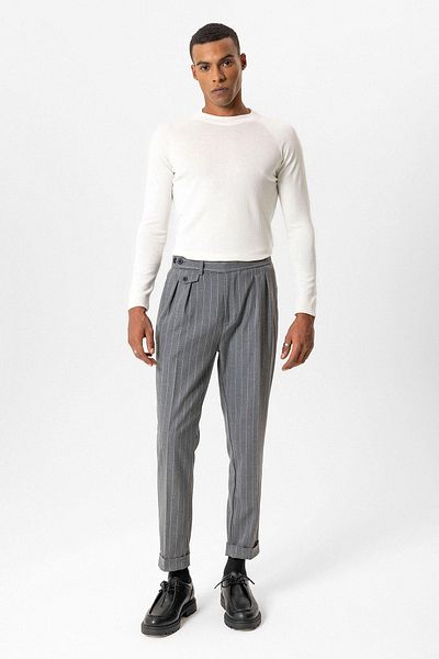 Antioch Ecru Crew Neck Slim Fit Knitwear Sweater