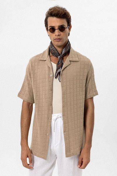 Antioch Mink Apache Collar Square Knitted Men's Shirt