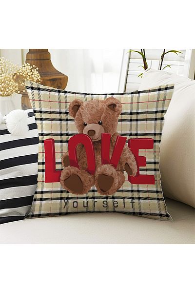 Else Halı Love Bear Teddy Motivat Fata Copii Husa Decorativa pentru Perna Dubla Fata 43x43cm