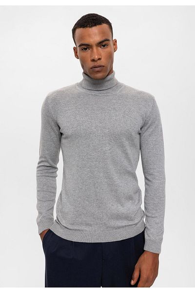 Antioch Gray Melange Full Neck Men's Knitwear