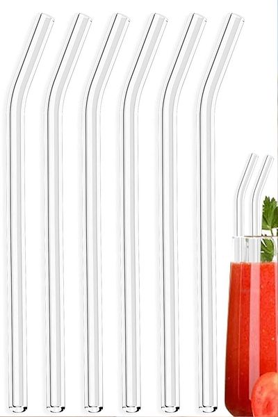 Berdina Home Glass Straw Soft Drink Straw Glass Bent Stick Straw Healthy And Durable Handmade Transparent Glass