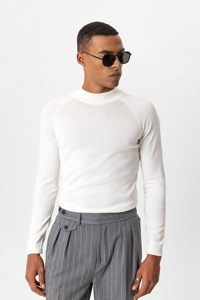 Antioch Ecru Half-Necked Men's Knitwear