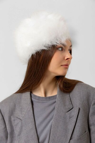 REMSA Women's Furry Heart Hat Rkş-13 White