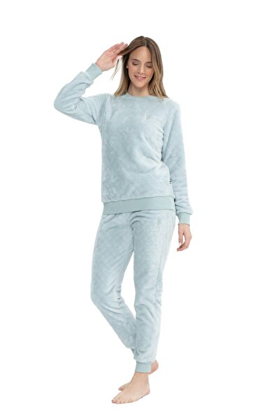 U.S. Polo Assn. 17080 Women's Blue Long Sleeve Round Neck Pajama Set