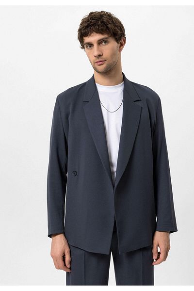 Antioch Smoked Double Breasted Closure Hidden Pocket Men's Blazer Jacket