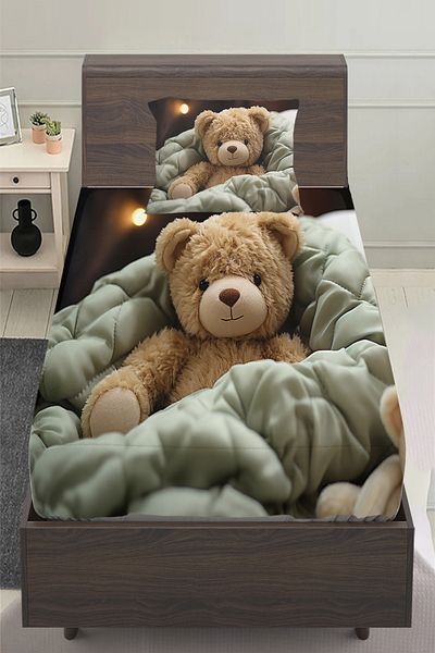 Else Halı Teddy Bear Patterned Girl's Single Pillowed Sheet Set 100X200 cm