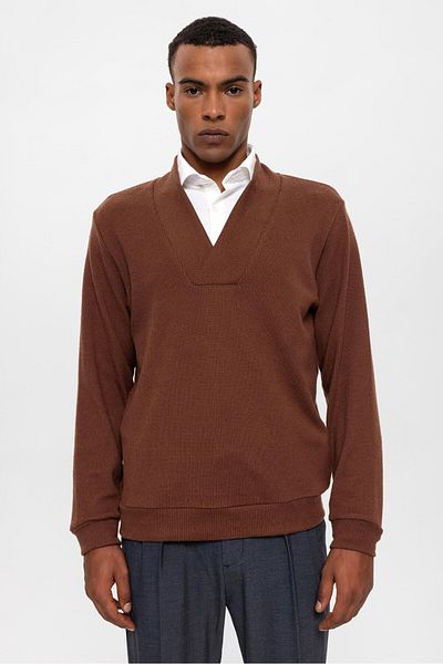Antioch Brown V-Neck Men's Sweater