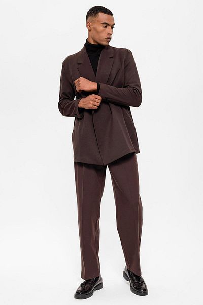 Antioch Dark Brown Double Breasted Closure Hidden Pocket Men's Blazer Jacket
