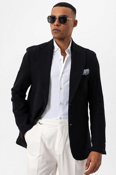 Antioch Ανδρικό Blazer - Μαύρο, Τσέπες για Τσάντα, Μπουφάν χωρίς επένδυση