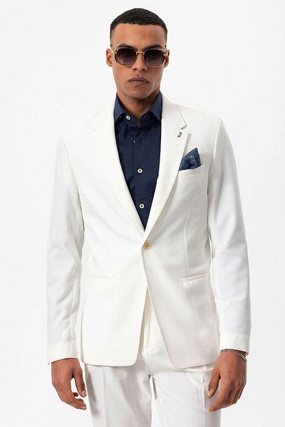 Antioch White Unlined Single Button Men's Blazer Jacket