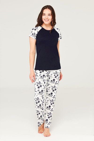Mod Collection 3676 Costum de pijama de damă bleumarin cu gât rotund