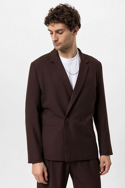Antioch Brown Single Button Double Breasted Closure Men's Blazer Jacket