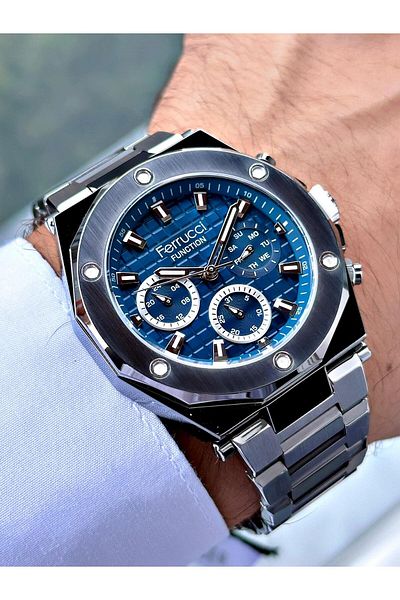 Ferrucci Men's Smoked Steel Cord Wrist Watch - 03366.04