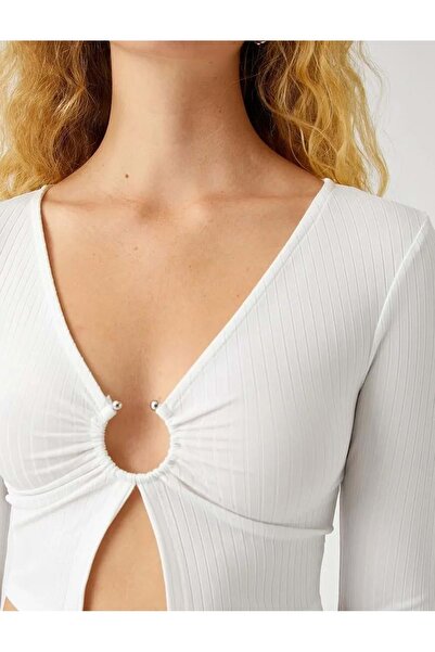 Koton Bílý dámský oděvní svetr - 3WAK30041EK