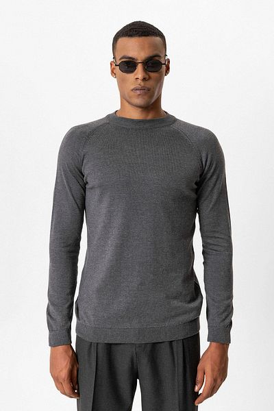 Antioch Smoked Crew Neck Slim Fit Knitwear Sweater