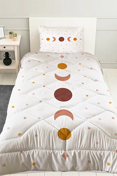 Else Halı Minimal Ay Yıldız Desenli Kız Çocuk Tek Kişilik Kapitoneli Yorgan K...