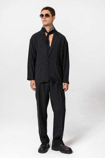 Antioch Black Oversize Unlined Men's Blazer Jacket