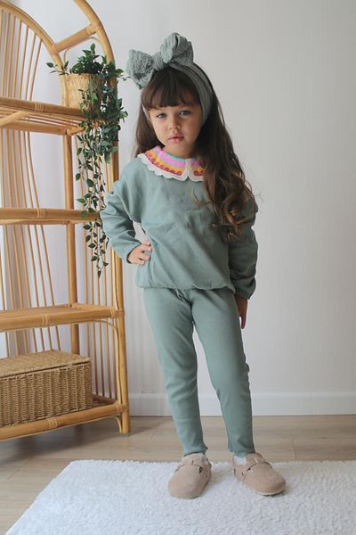 Belya Kids Wear Premium Quality Green Color Girl's 100% Cotton Camisole Top and Bottom Set