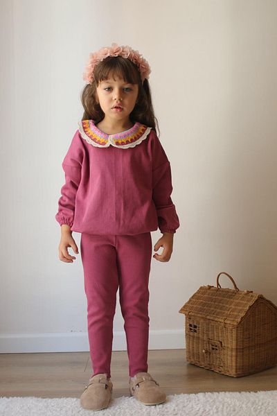 Belya Kids Wear Plum Purple Color Girl's 100% Cotton Camisole Top and Bottom Set