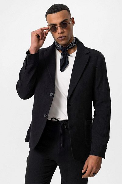 Antioch Men's Blazer Jacket - Black, Bag Pocket, Unlined
