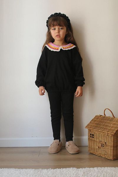Belya Kids Wear Culoarea neagră pentru fetiță, 100% bumbac, camisole, partea de sus și de jos