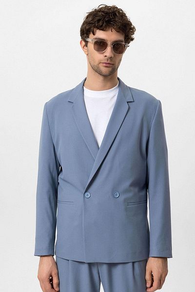 Antioch Baby Blue Single Button Double Breasted Closure Men's Blazer Jacket