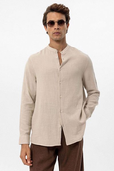 Antioch Beige Men's Shirt - Prevailing Collar, Woven