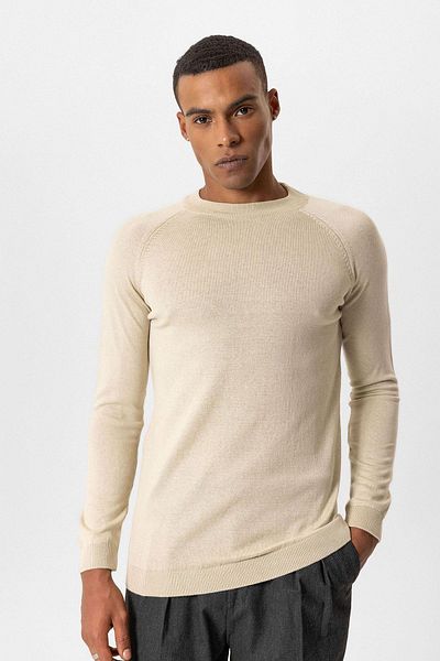 Antioch Stone Crew Neck Slim Fit Knitwear Sweater