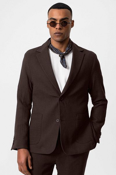 Antioch Men's Blazer Jacket - Brown Color, Unlined, Bag Pocket